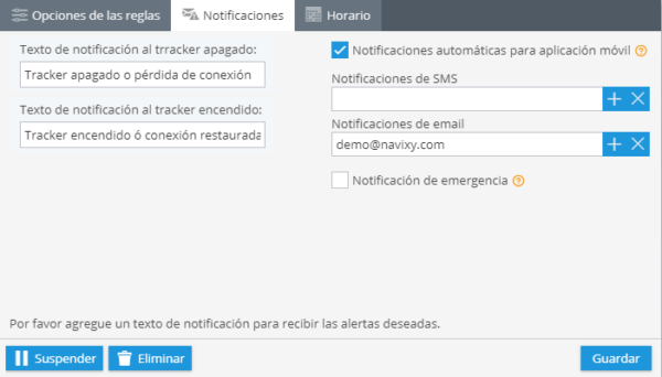 Tracker apagado o pérdida de conexión