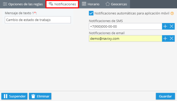 Cambio de estado de trabajo