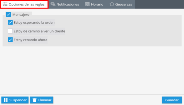 Cambio de estado de trabajo